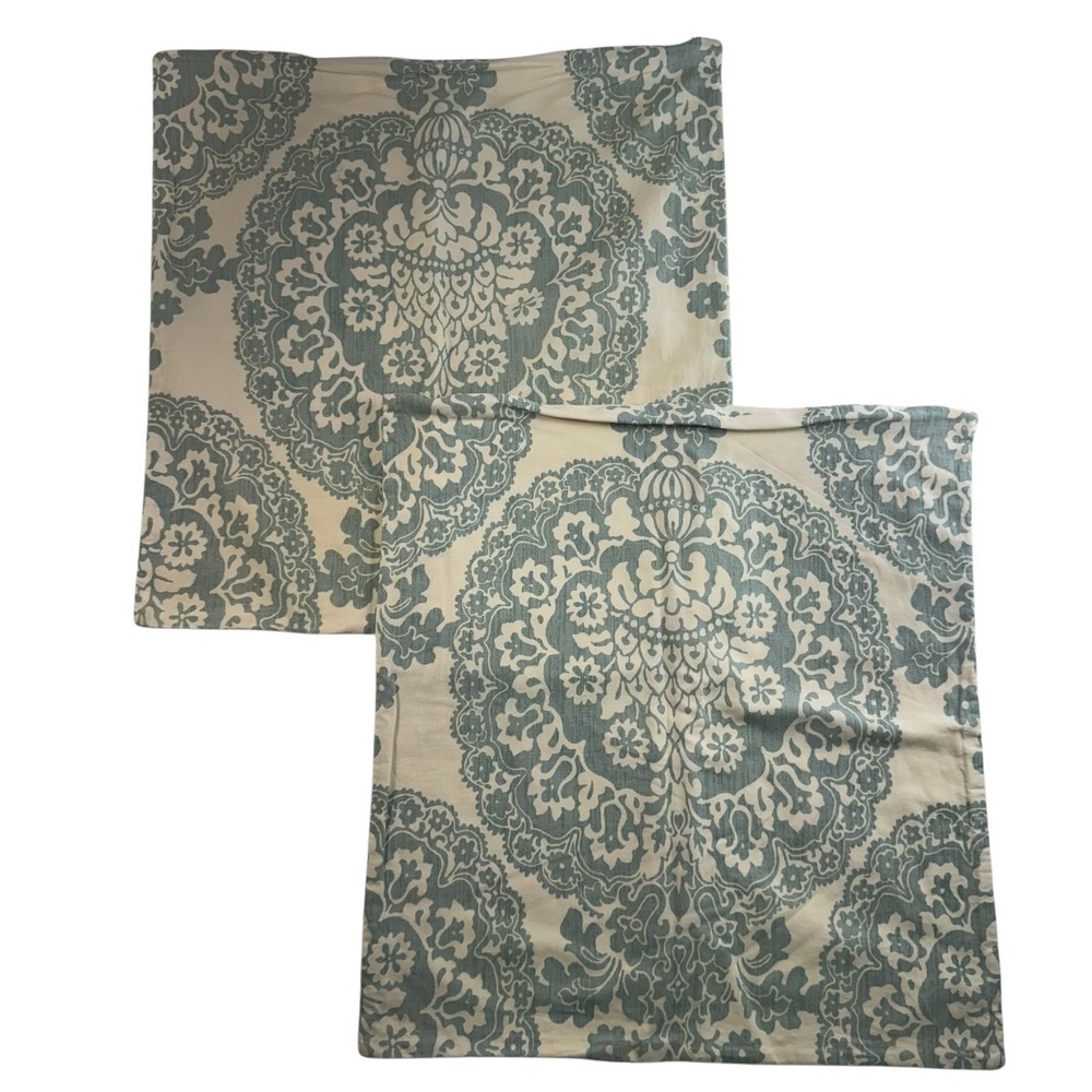 Pottery Barn Euro Pillow Shams Set of 2 Lucianna Medallion Linen Blend 24" X 24"